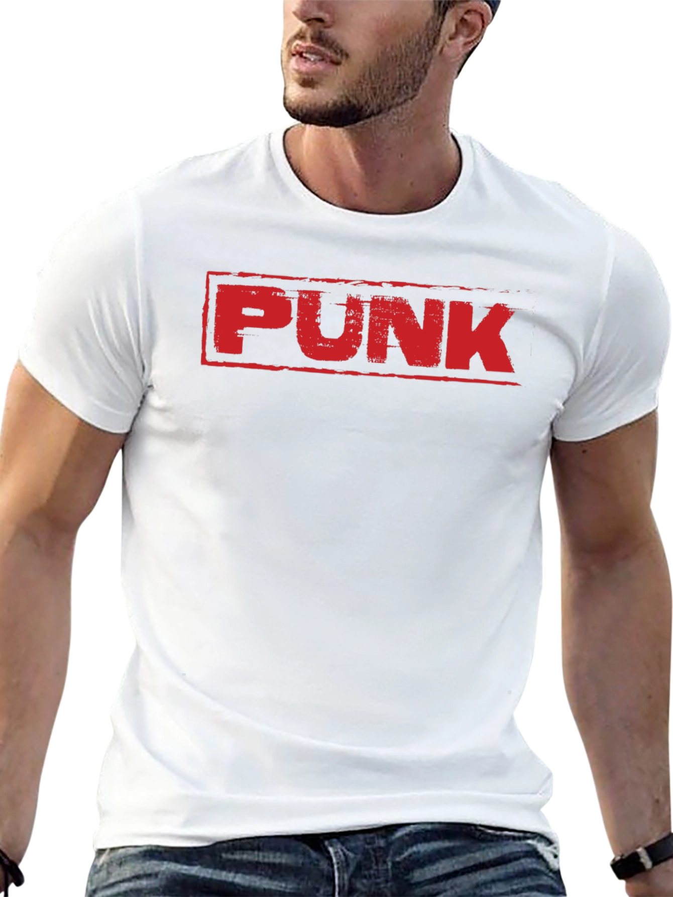 Punk Graphic T-Shirt - Bold Red Print on Black