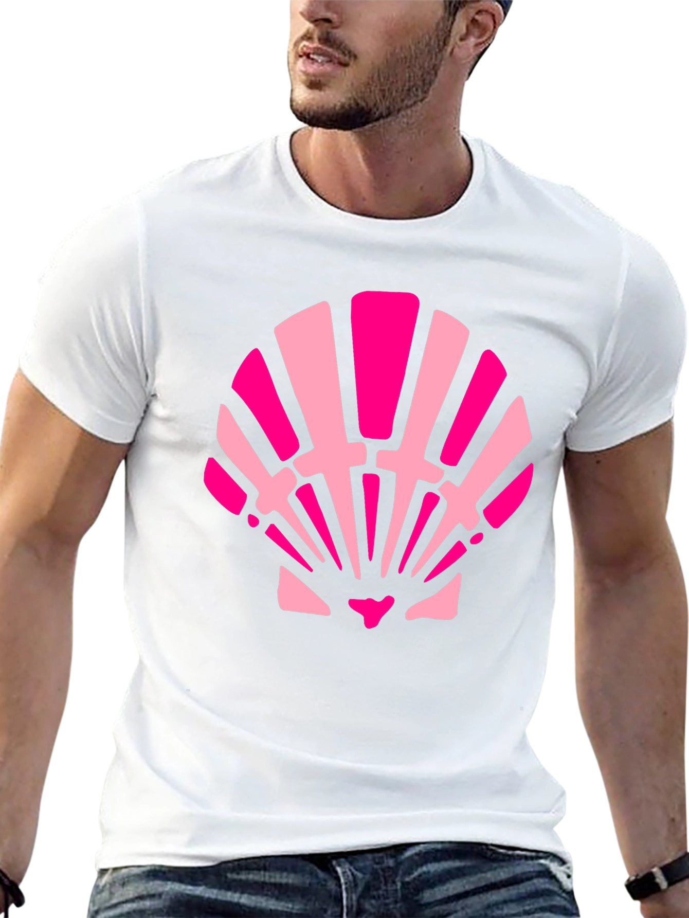 Pink Seashell Graphic Tee - Black Cotton Blend