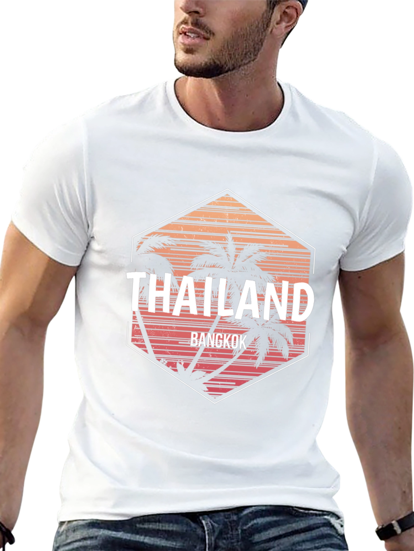 Thailand Bangkok Palm Tree Graphic T-Shirt