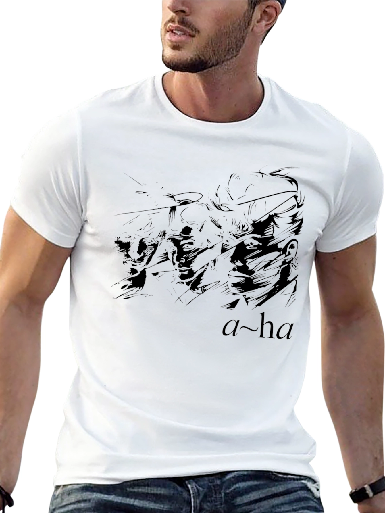 Black A-ha Band Graphic T-Shirt