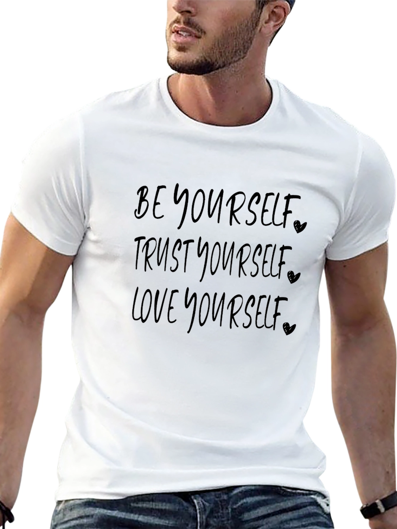 Be Yourself Graphic Tee - Inspirational Message Black T-Shirt