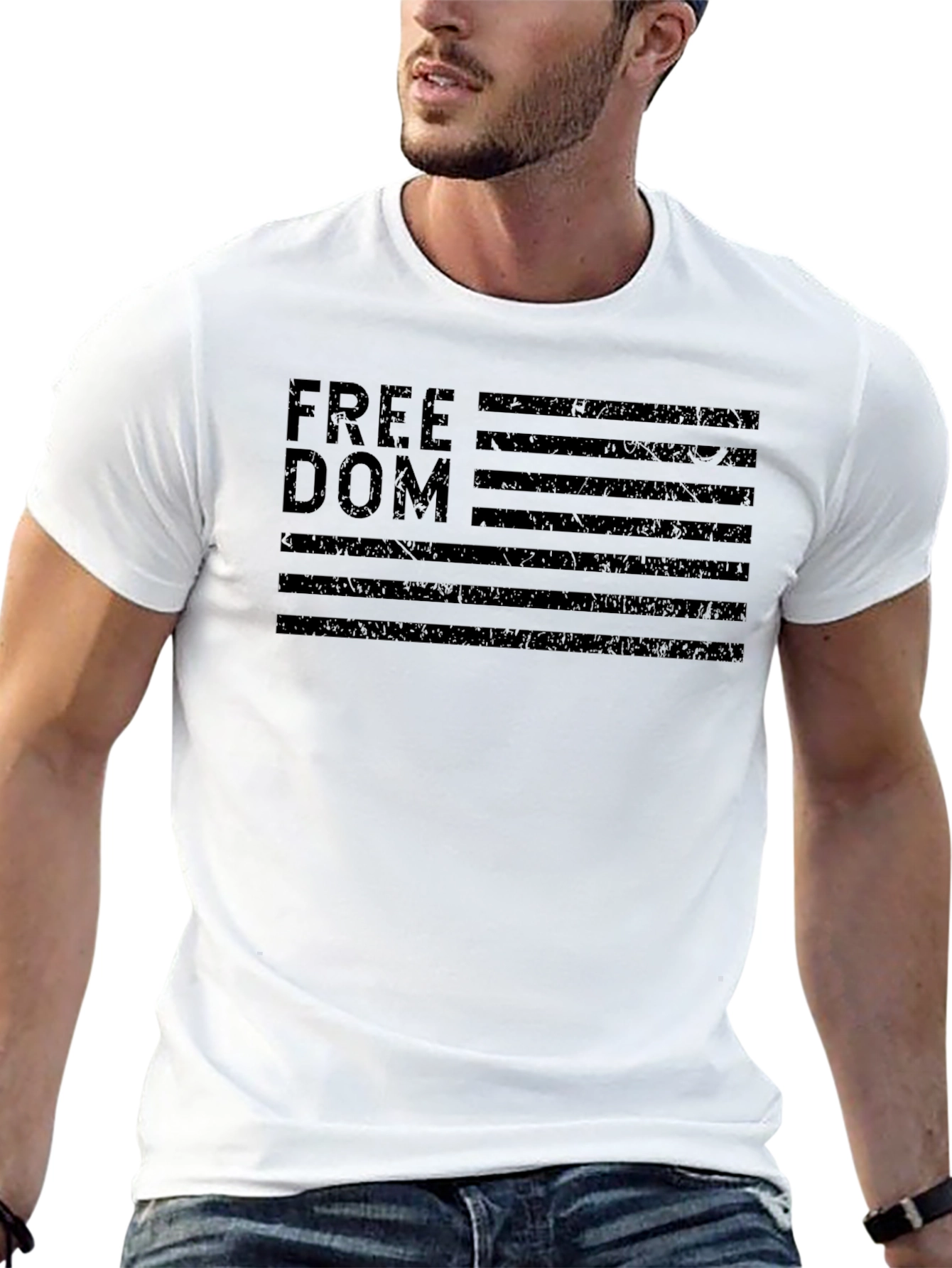 Freedom American Flag Black Graphic T-Shirt