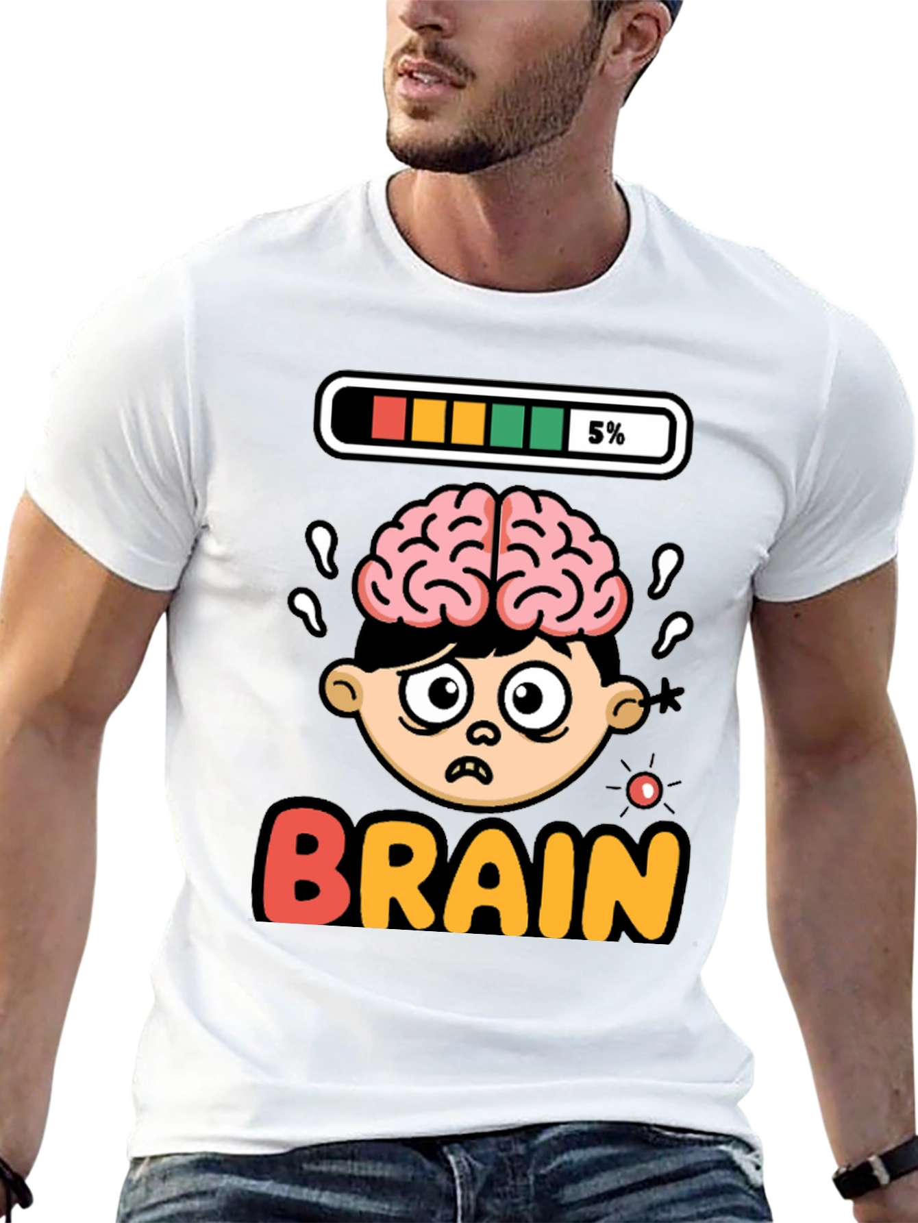 Funny Low Battery Brain Cartoon T-Shirt