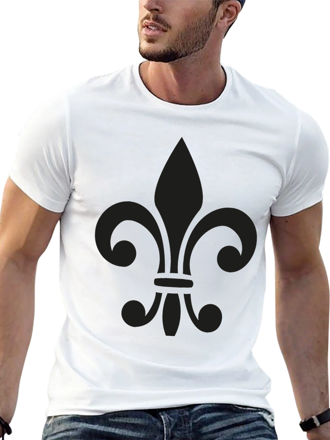 Mens Black Fleur-de-lis Graphic Tee