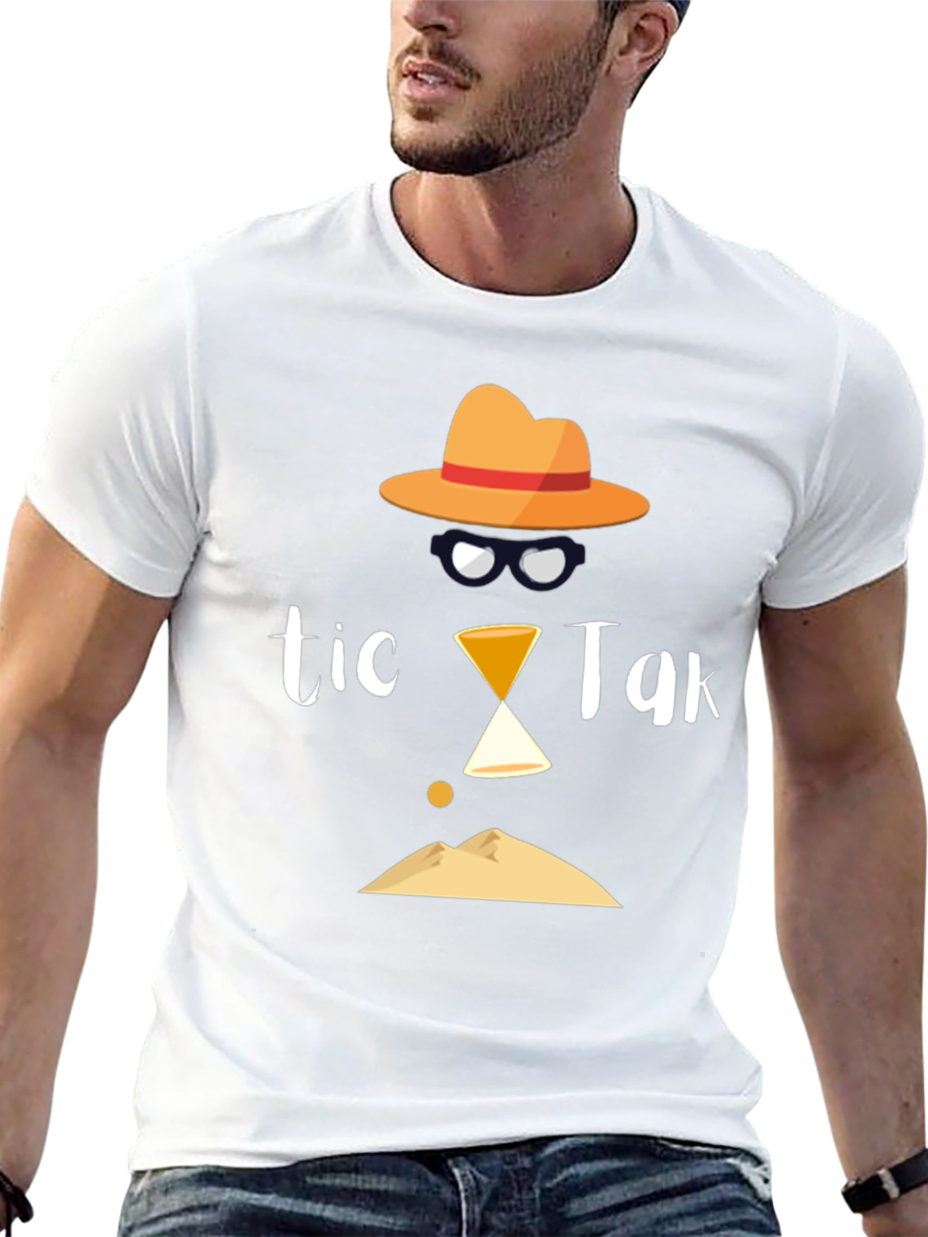 Tic Tak Design Mens Black T-Shirt