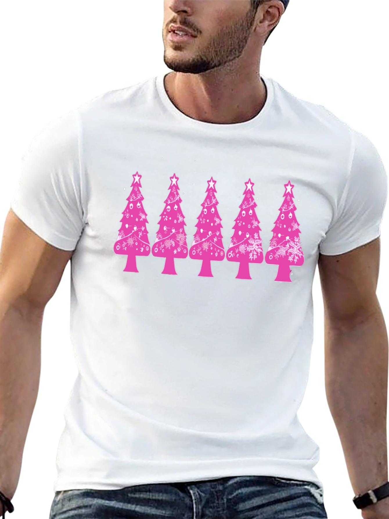 Festive Pink Christmas Tree T-Shirt