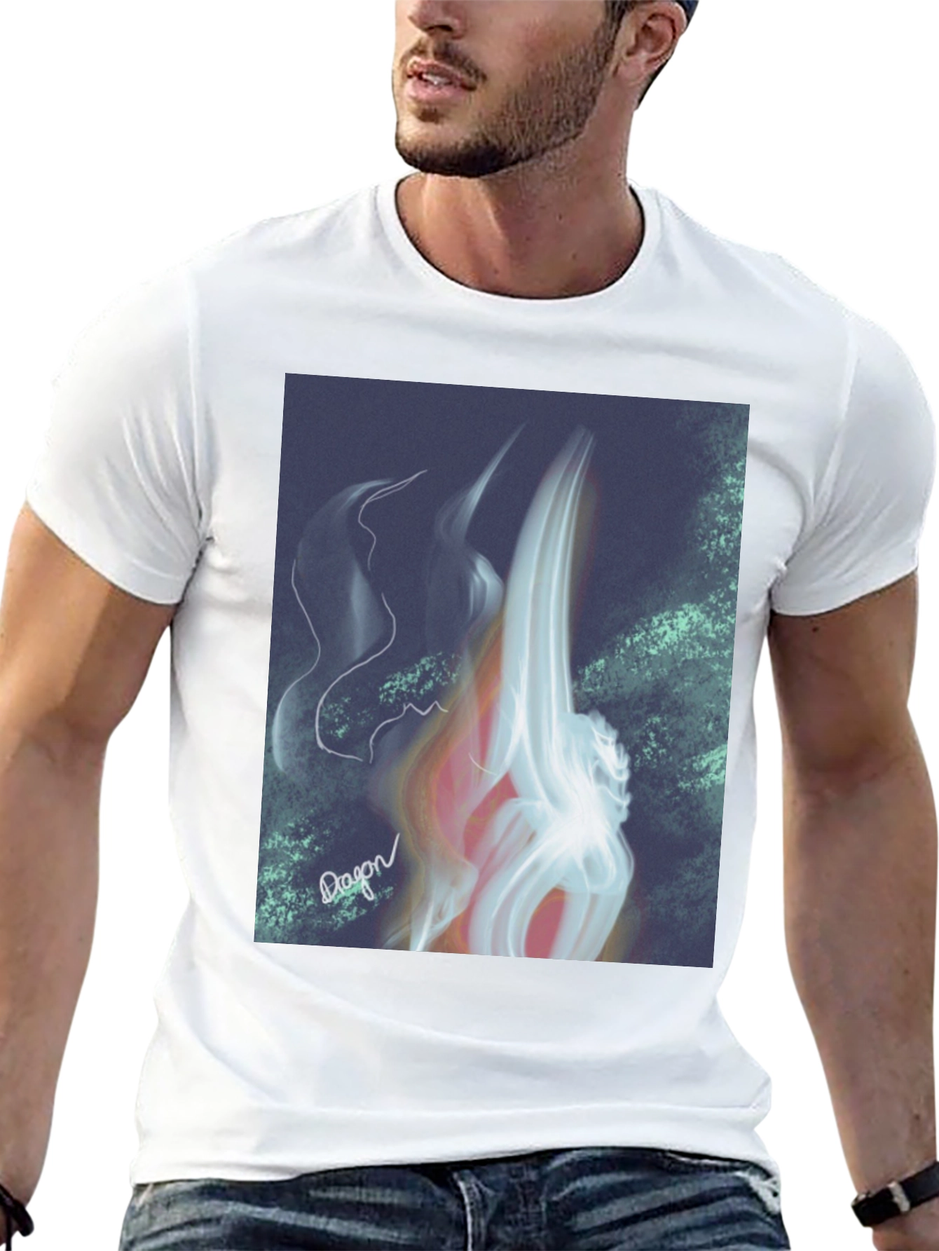 Abstract Flame Graphic Black T-Shirt