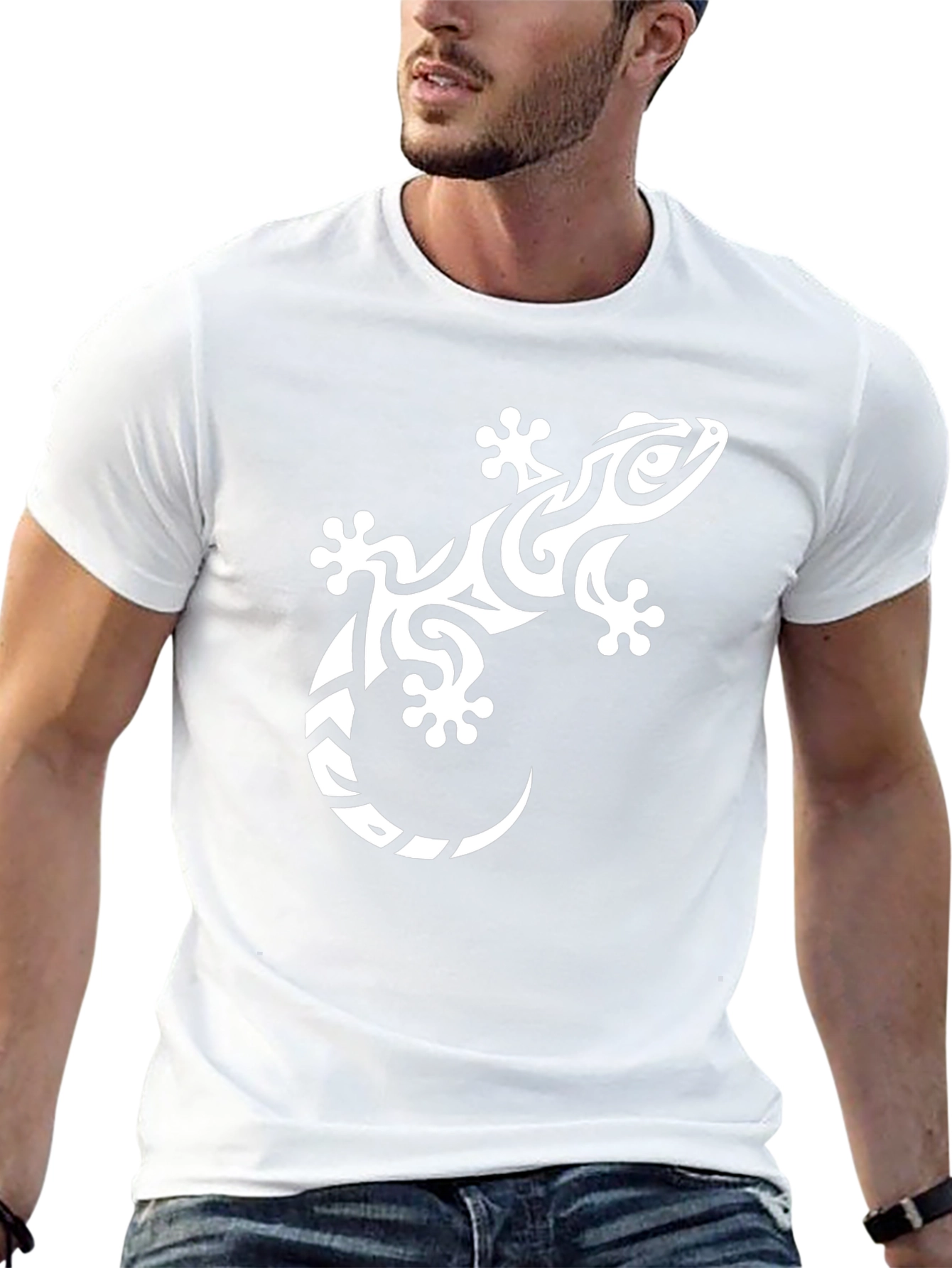 Tribal Gecko Graphic Tee - Cool Lizard Design