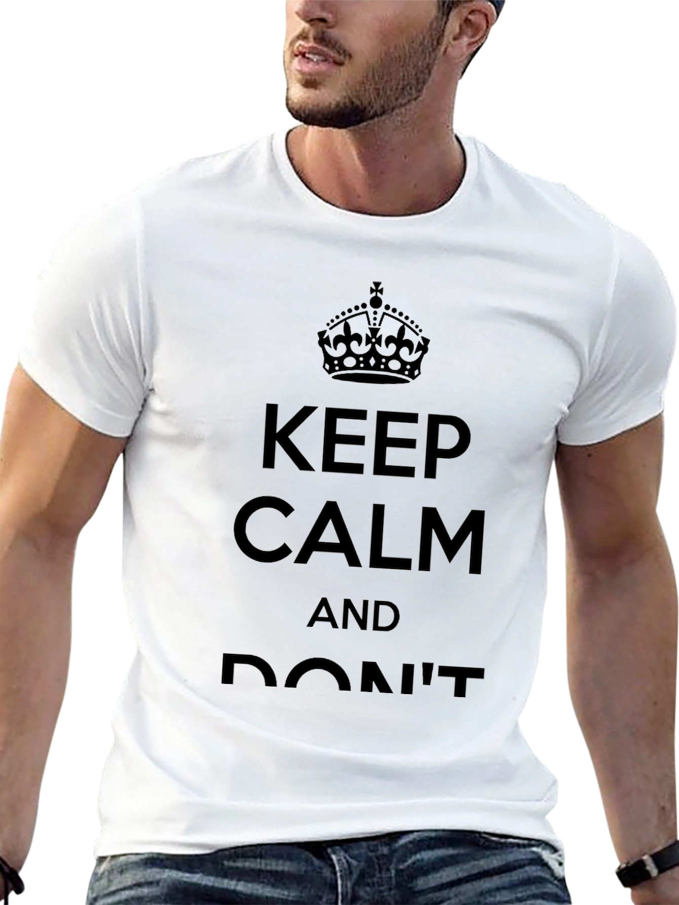 Keep Calm Graphic T-Shirt - Classic Crew Neck Tee