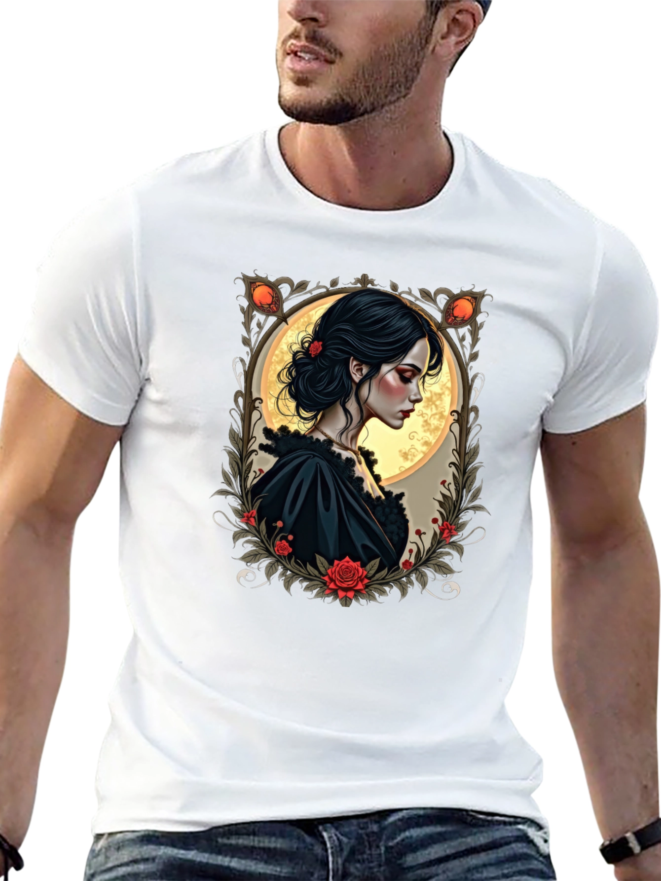 Gothic Romance T-Shirt - Floral Portrait Tee