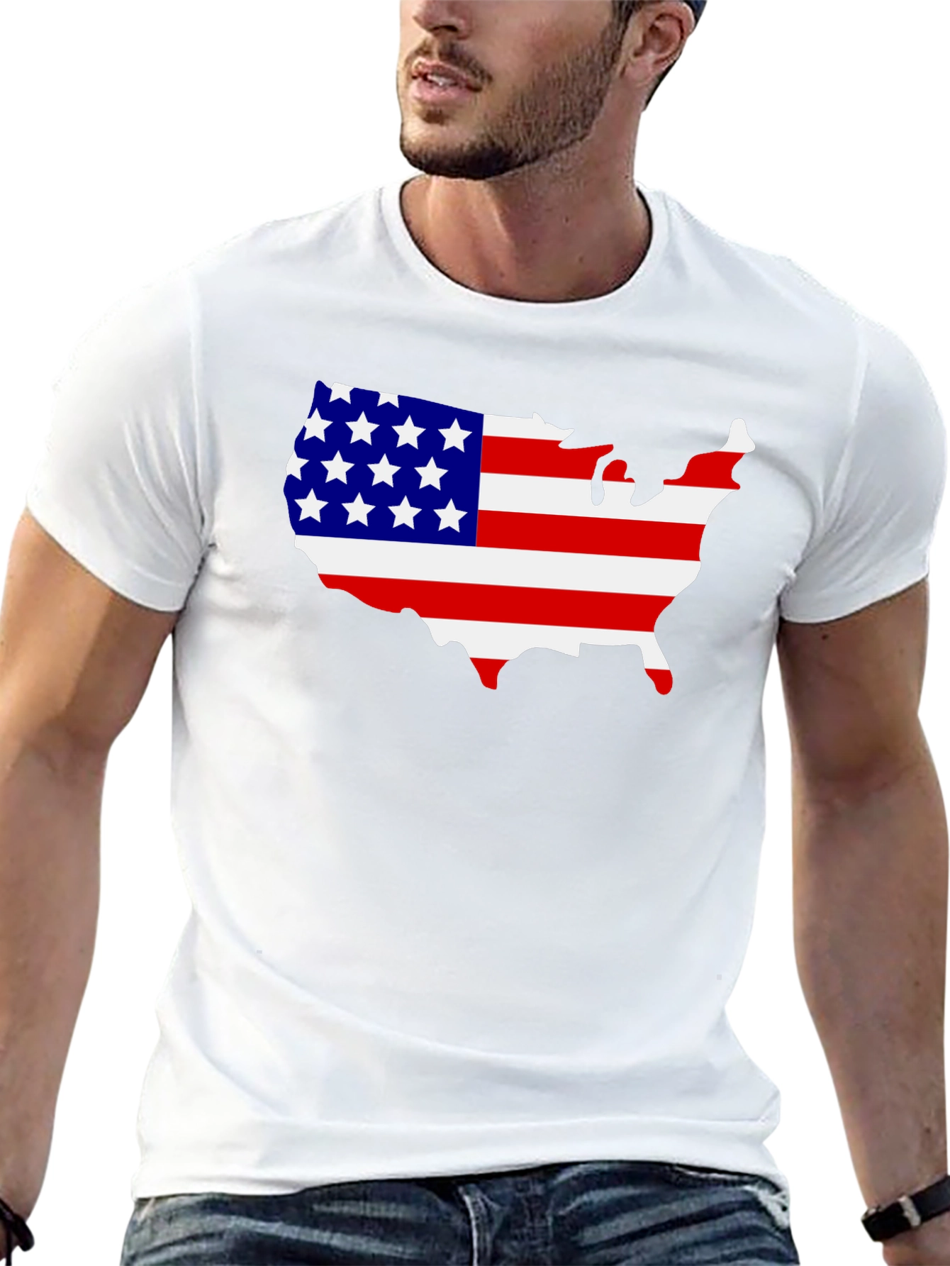USA Flag Map Graphic T-Shirt - Patriotic Pride