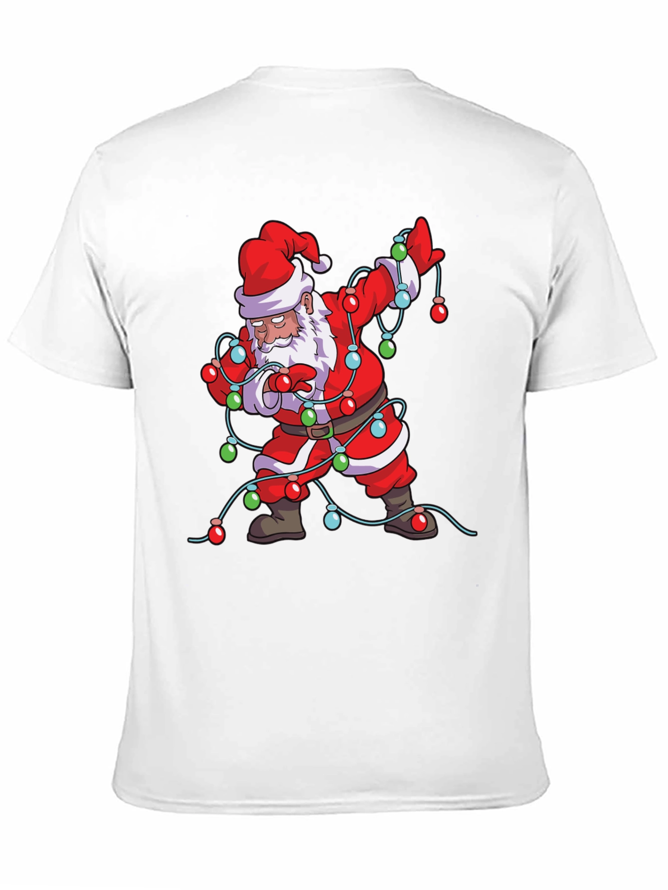 Dabbing Santa Christmas Lights Graphic Tee