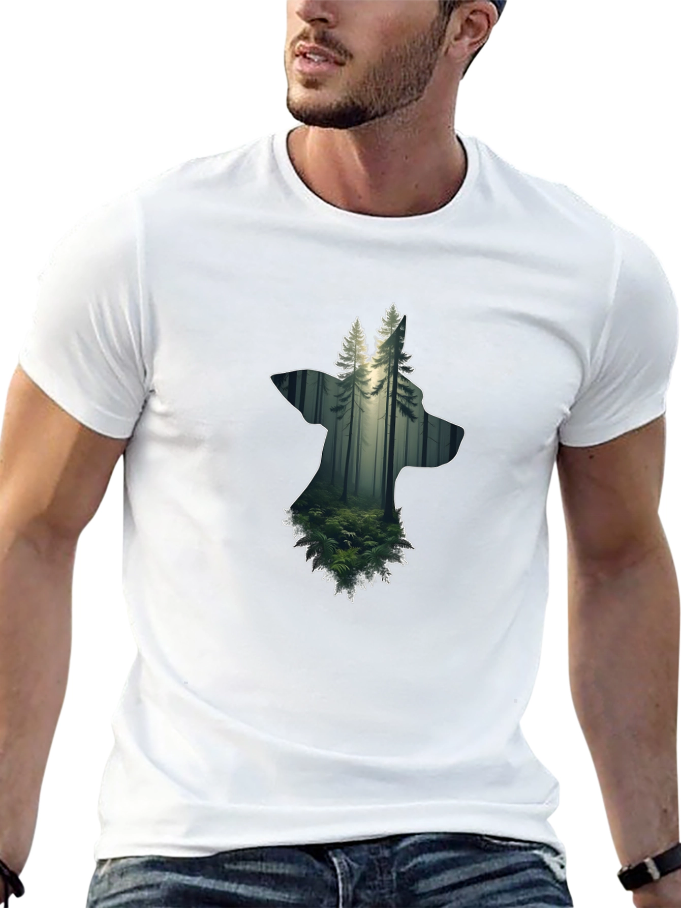 Nature Wolf Graphic Tee - Black