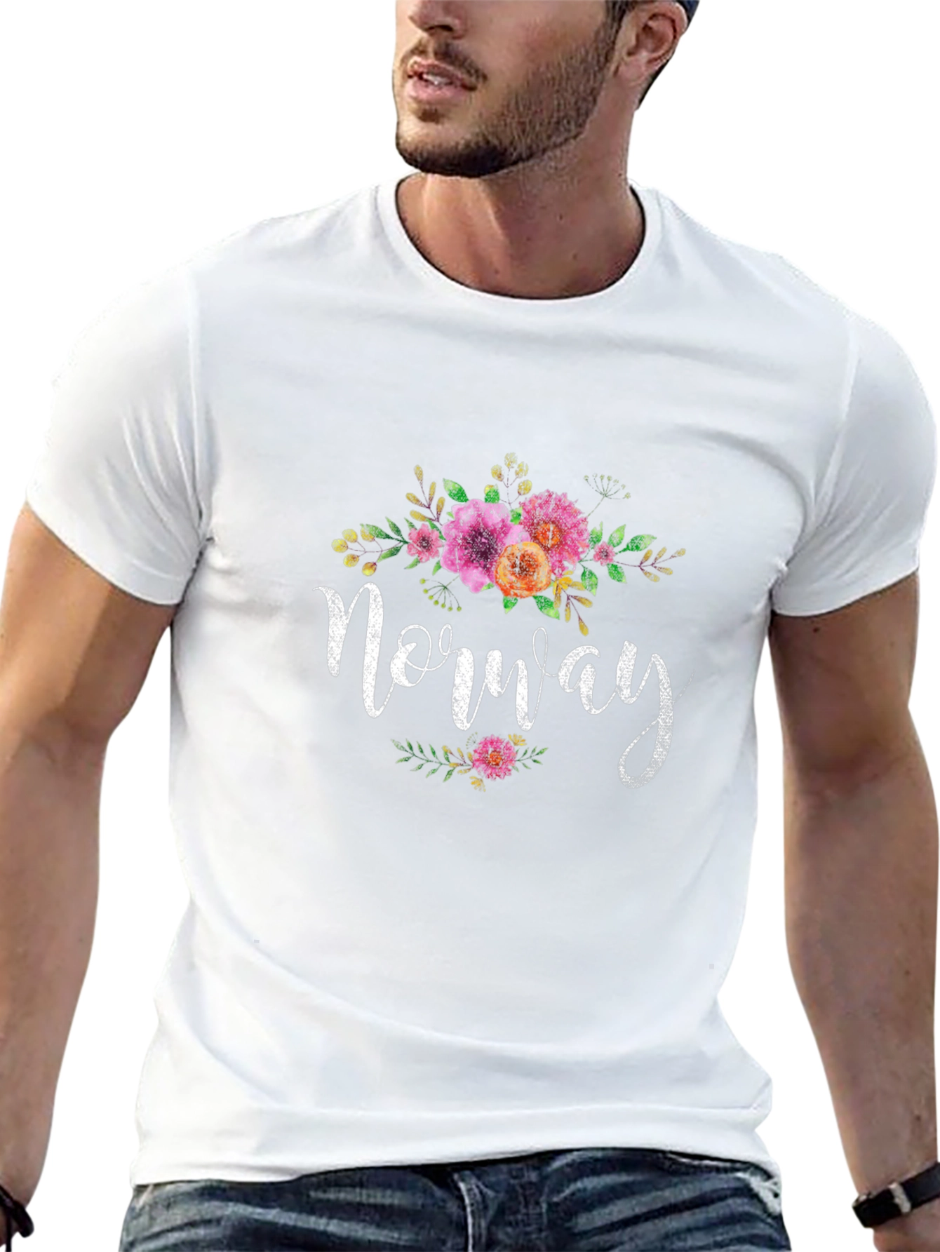 Norway Floral Graphic T-Shirt - Black Unisex