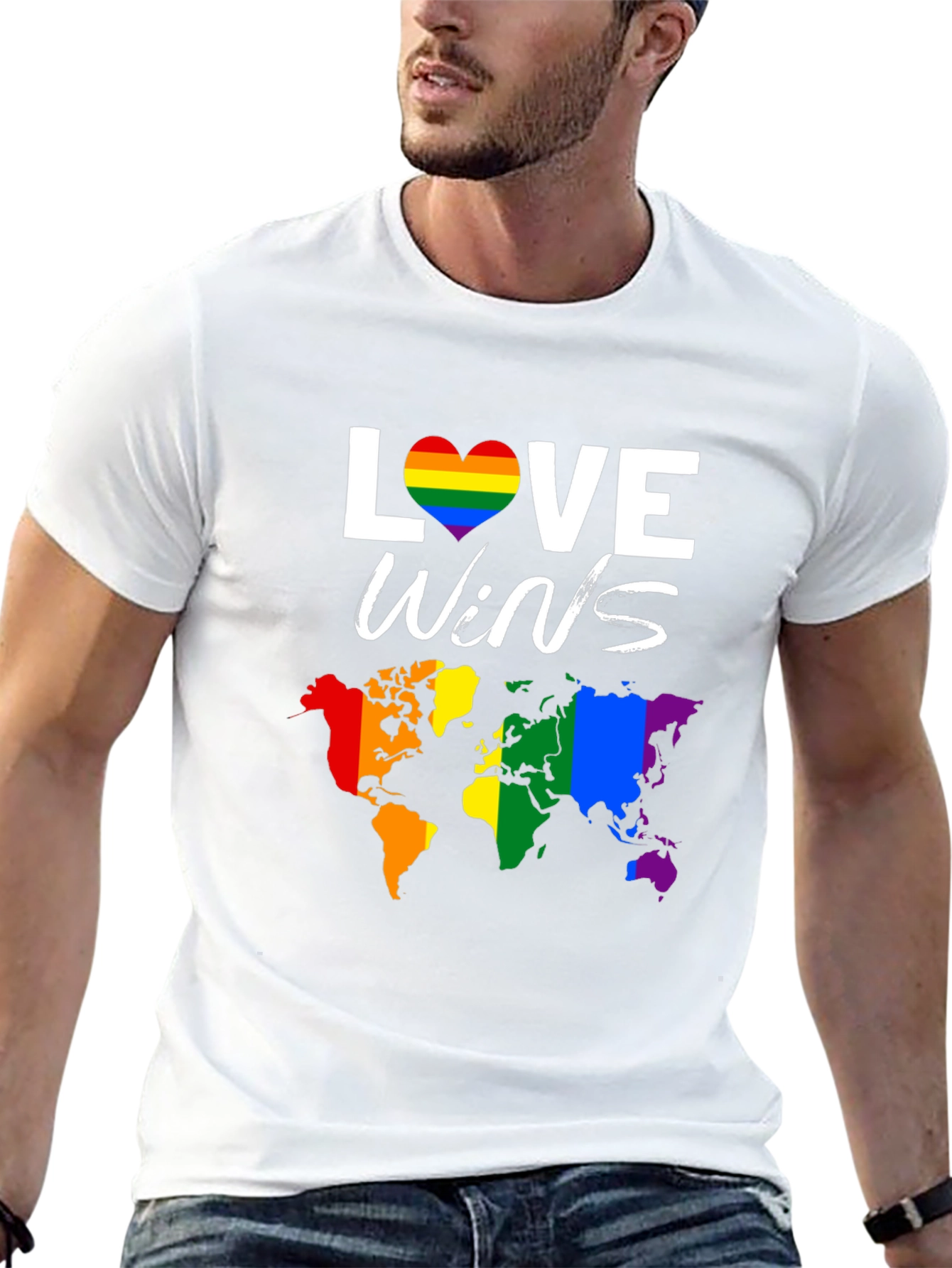 Love Wins Pride T-Shirt with World Map
