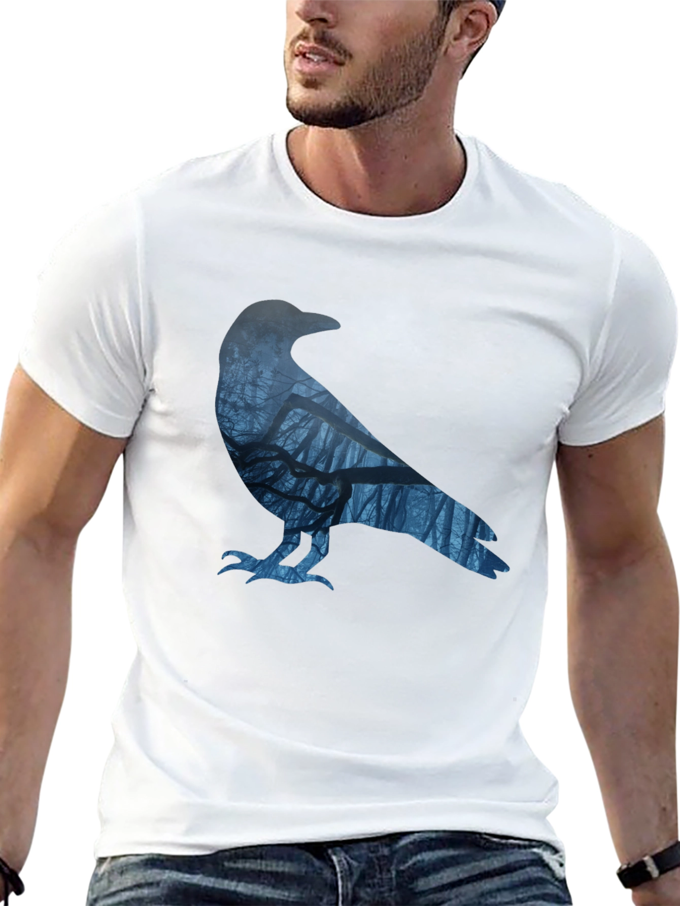 Raven Silhouette T-Shirt - Forest Graphic Tee