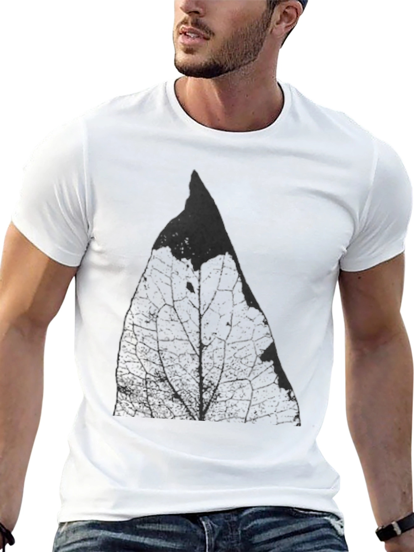 Leaf Print Black T-Shirt - Stylish Casual Wear