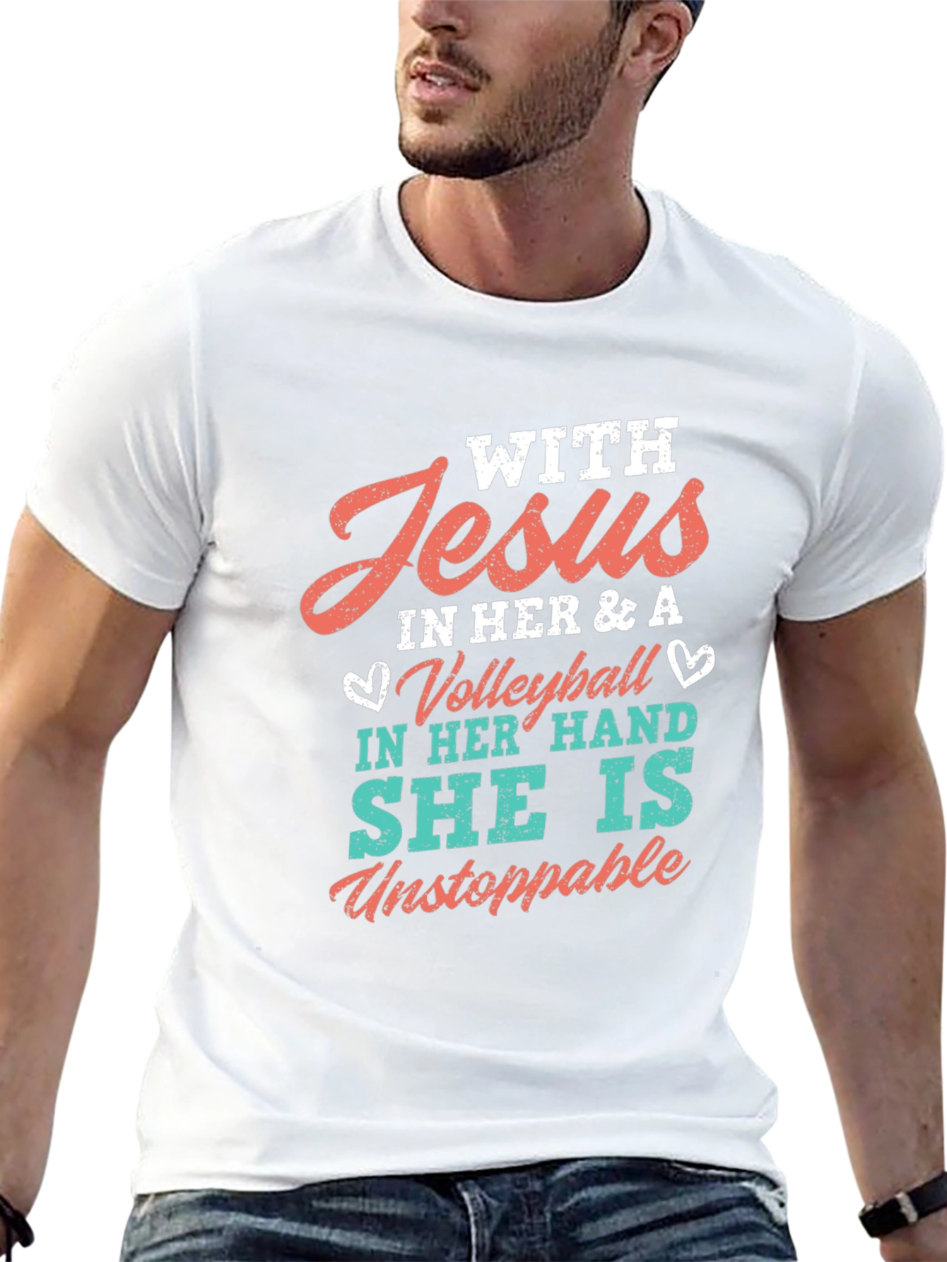 With Jesus Volleyball T-Shirt