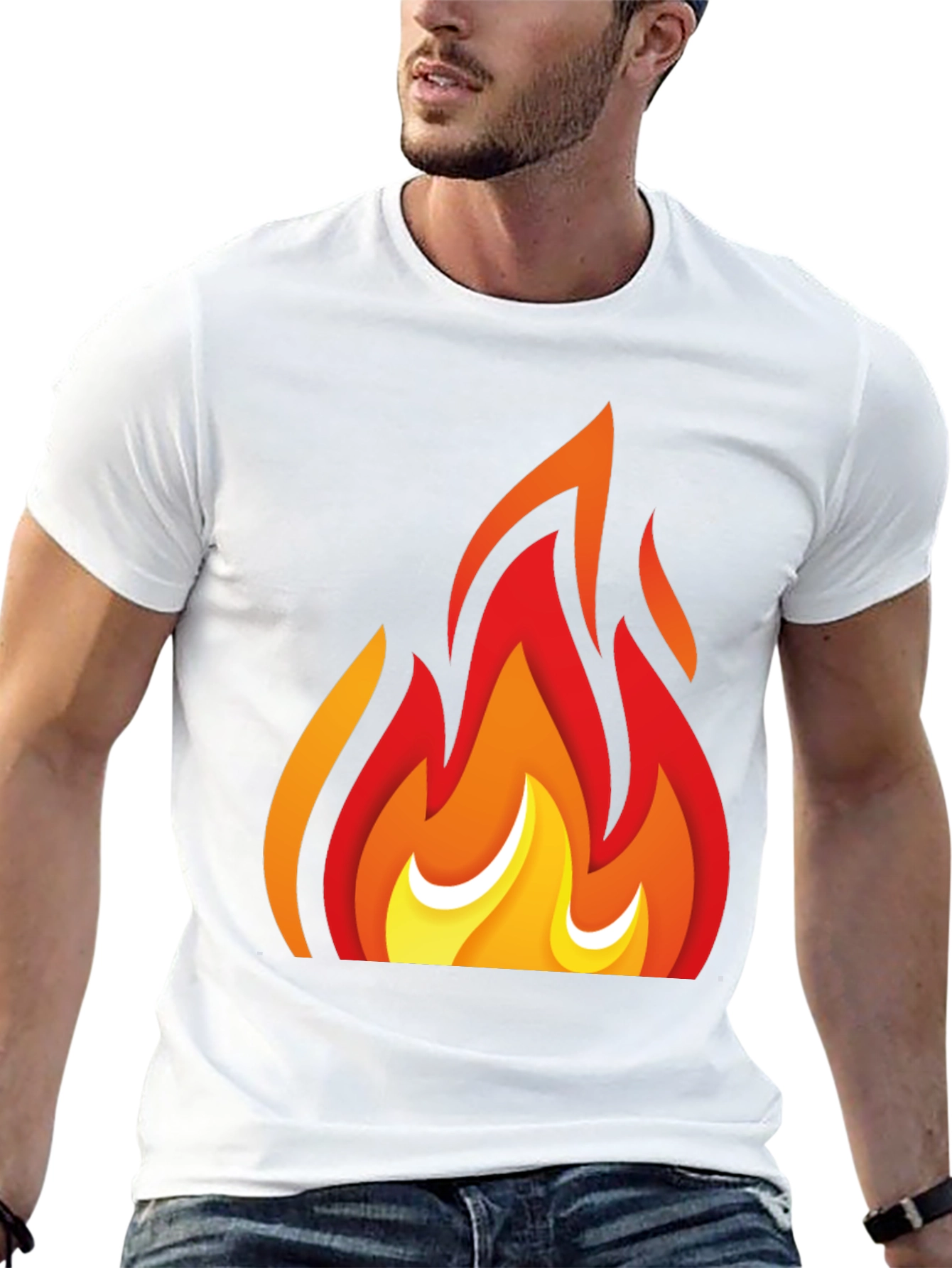 Fiery Graphic Tee - Bold Flame Design Black T-Shirt