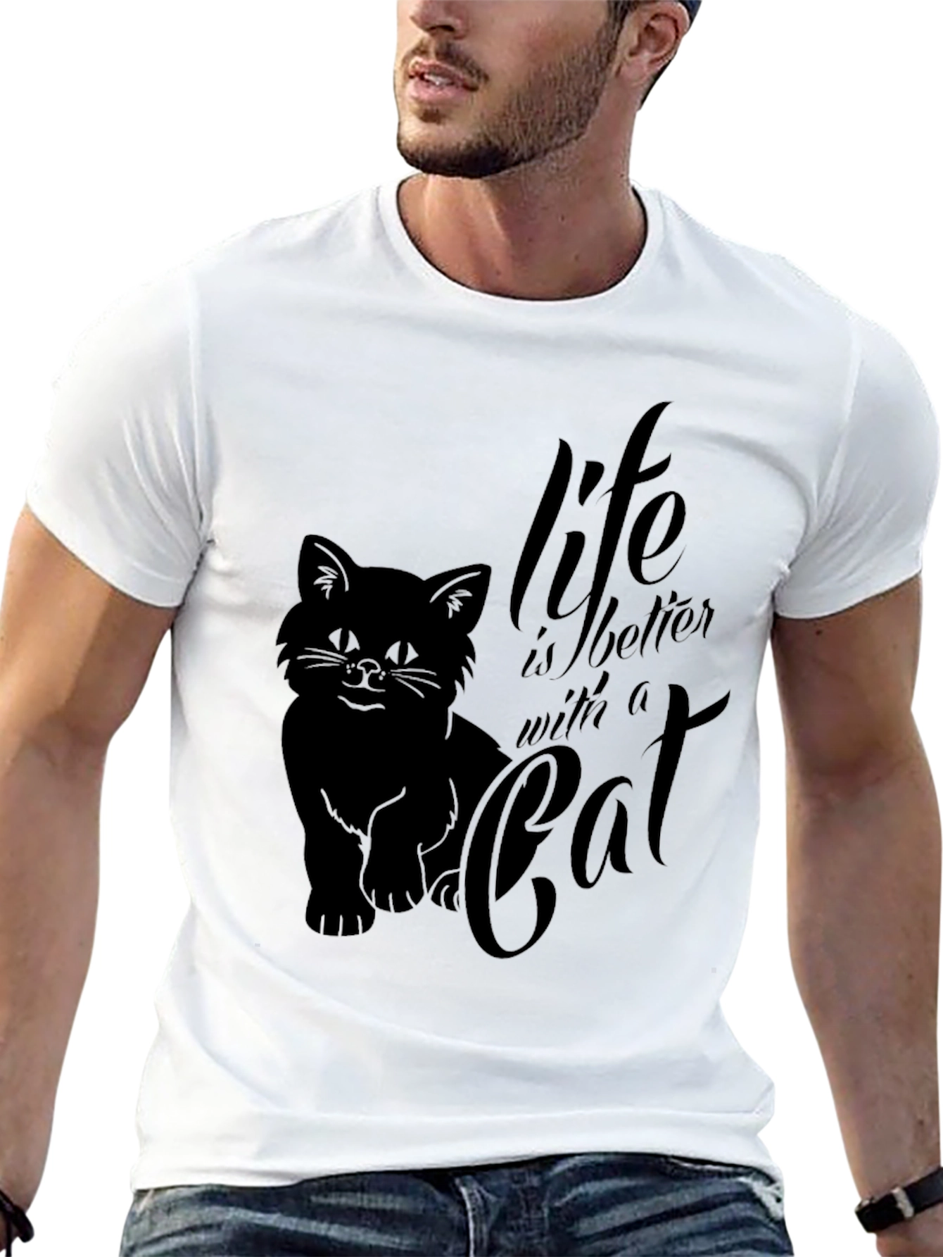 Life is Better with a Cat Black T-Shirt