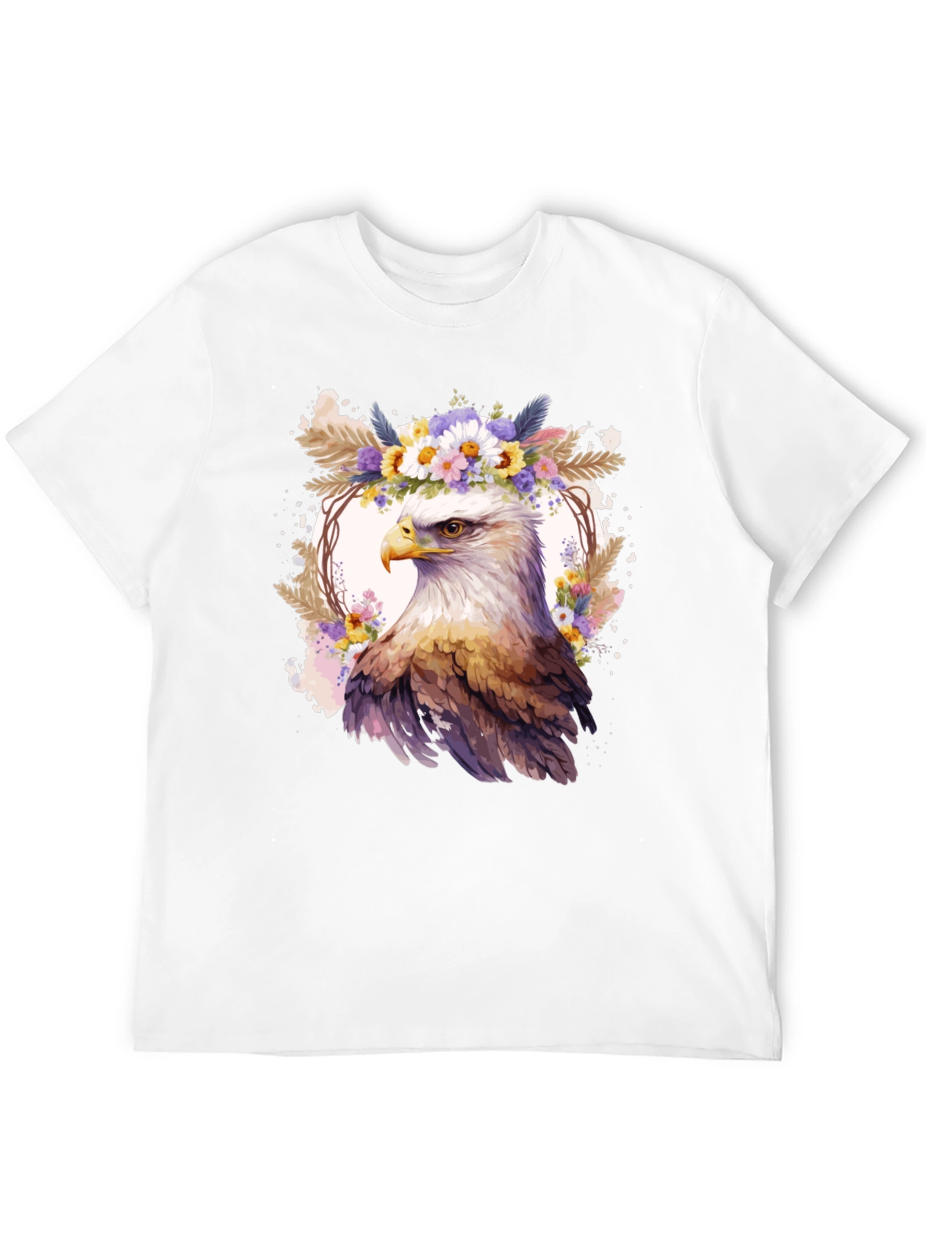 Eagle Floral Wreath Graphic T-Shirt