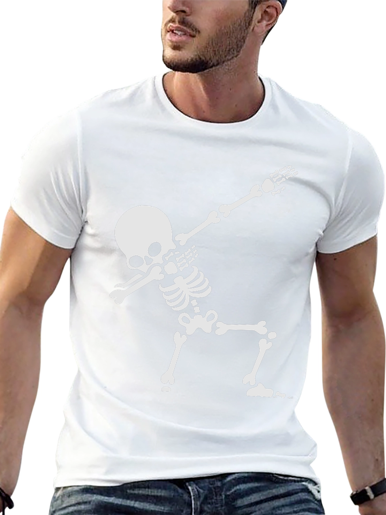Dabbing Skeleton Graphic Tee - Black