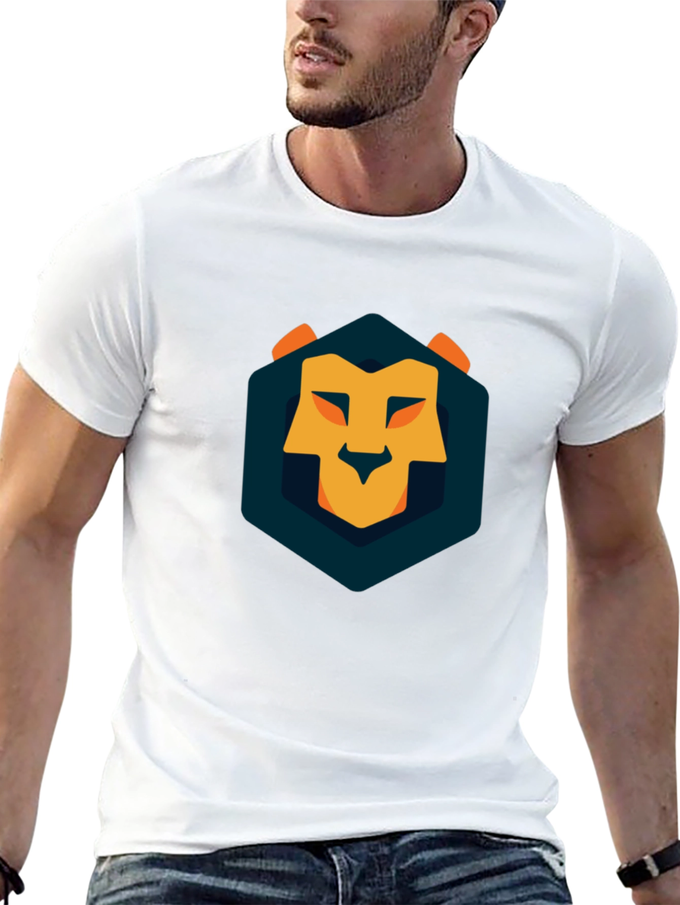 Geometric Lion Graphic Tee - Modern Style
