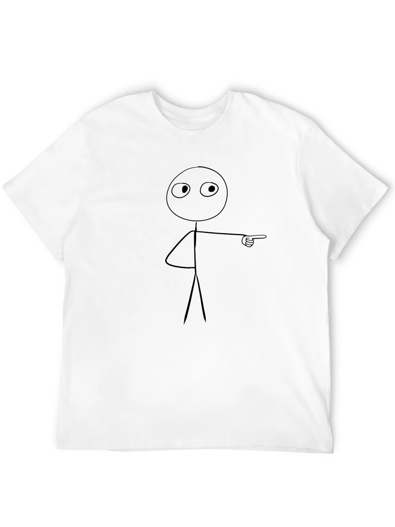 Funny Stick Figure Pointing T-Shirt - Black Cotton Tee