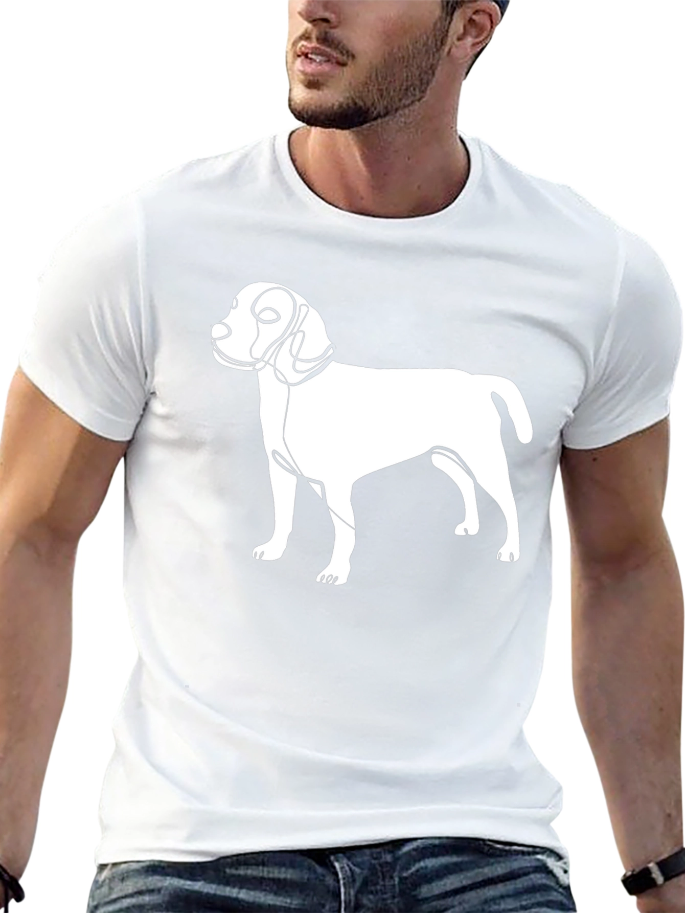 Abstract Dog Line Art Graphic T-Shirt