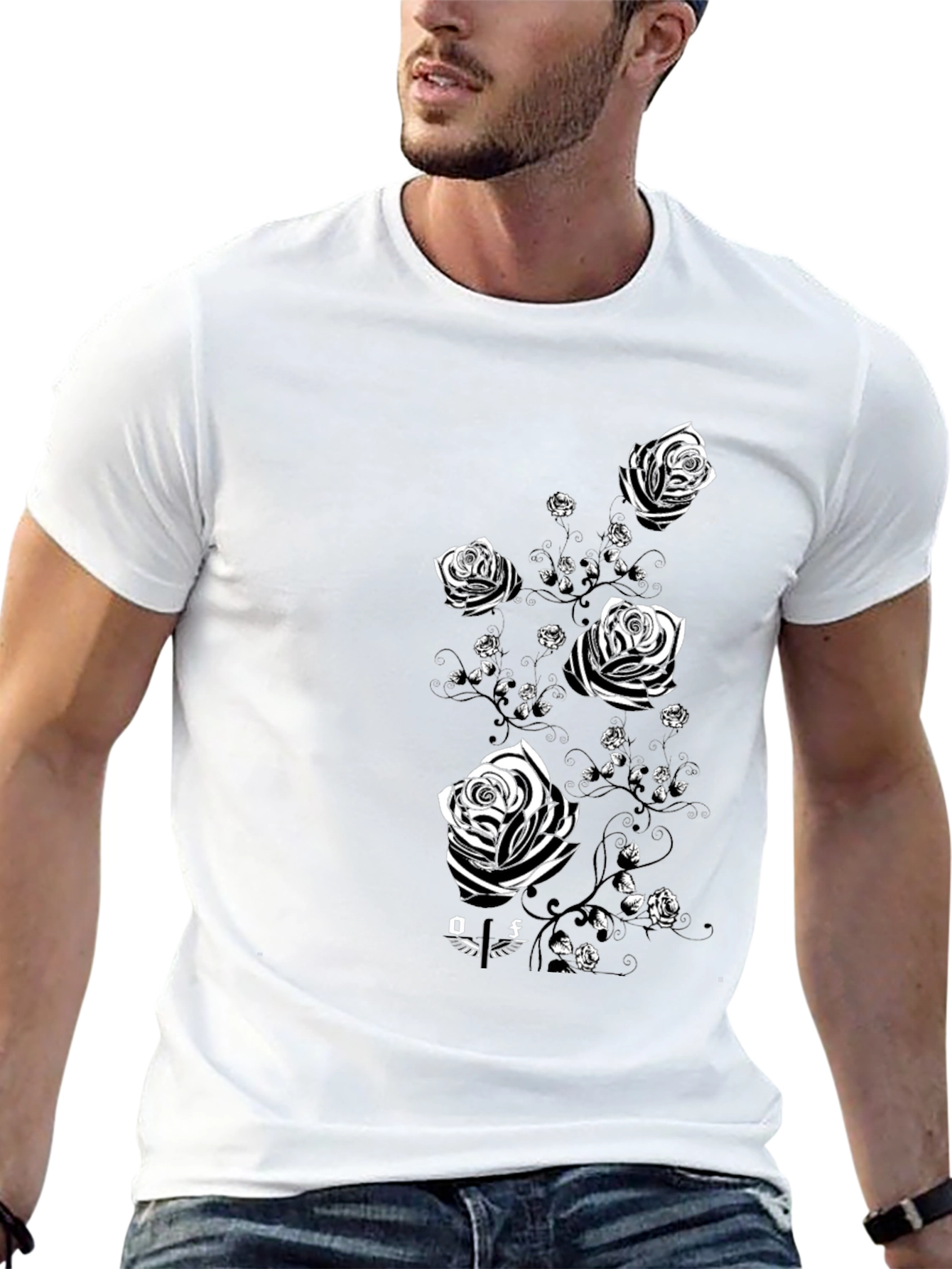 Black Rose Graphic Tee - Mens Fashion