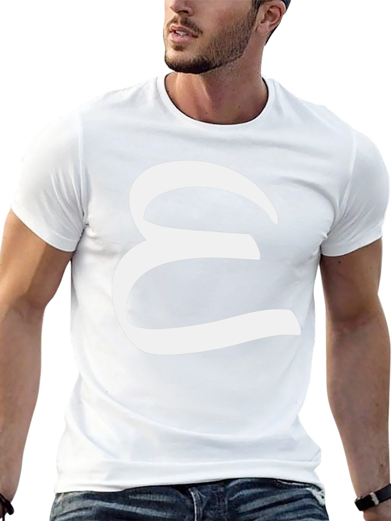 Elegant Black T-Shirt with White Letter Design