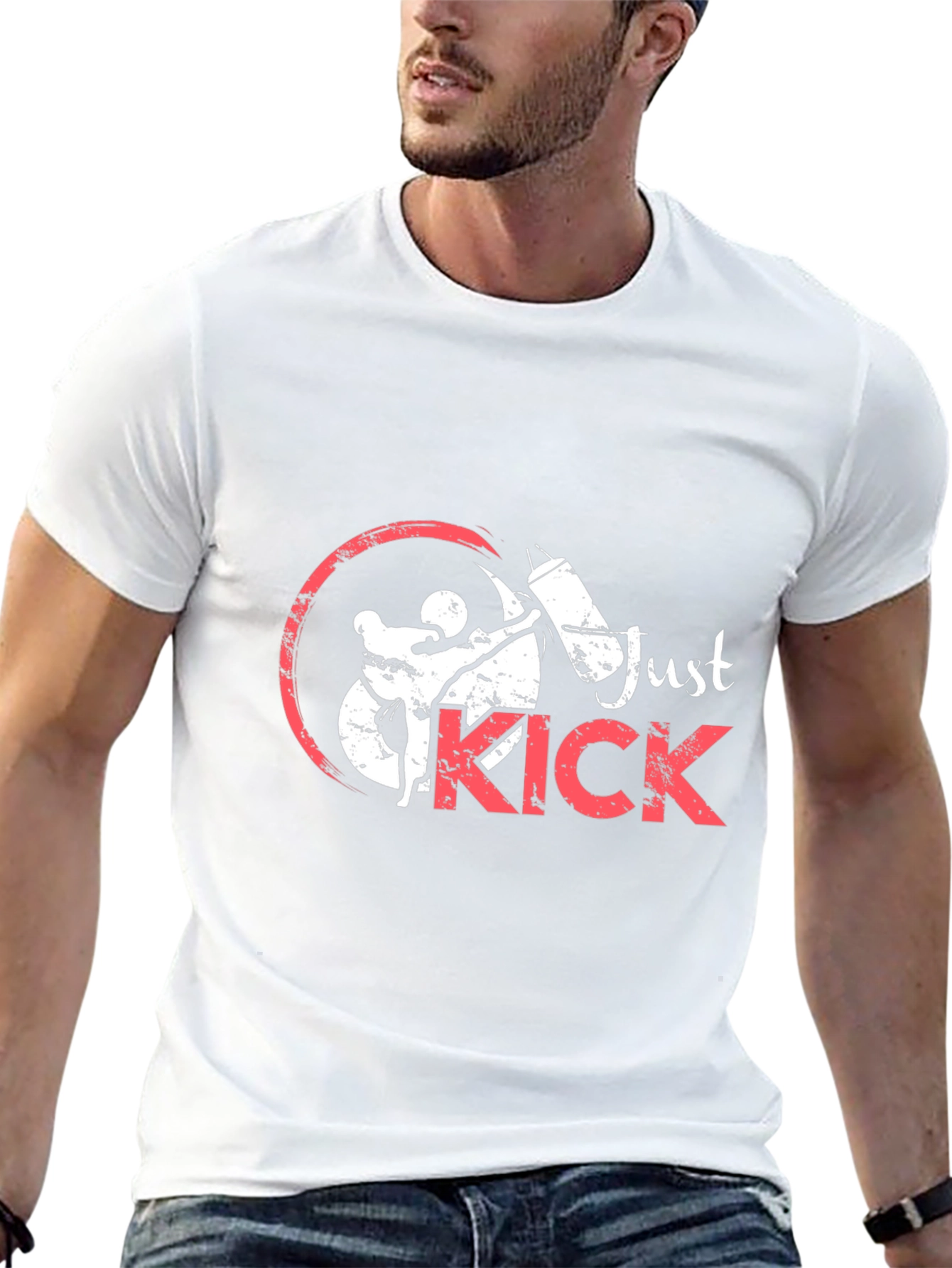 Just Kick Black Graphic Tee - Martial Arts Design