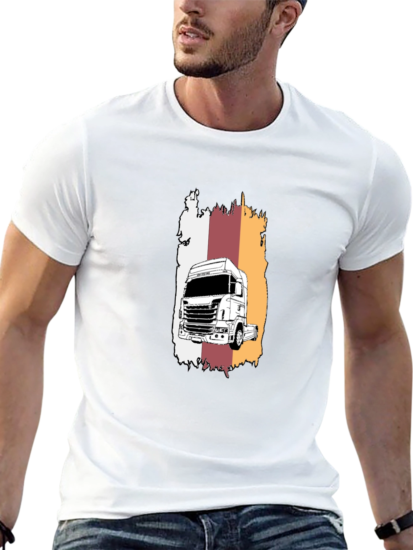 Truck Graphic T-Shirt - Cool Design Black Tee
