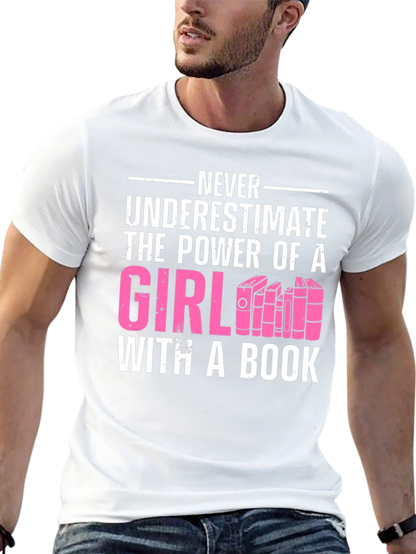 Never Underestimate Girl with a Book T-Shirt