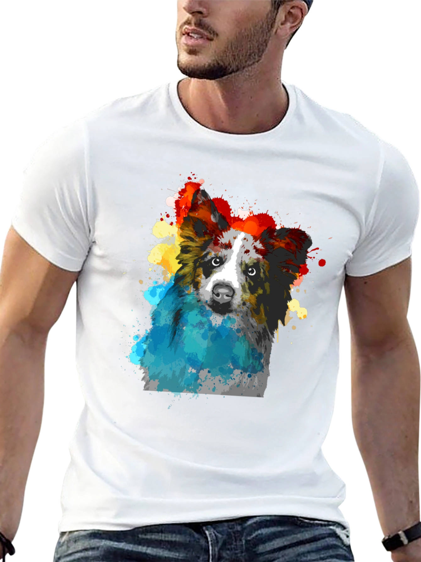 Watercolor Dog Graphic T-Shirt