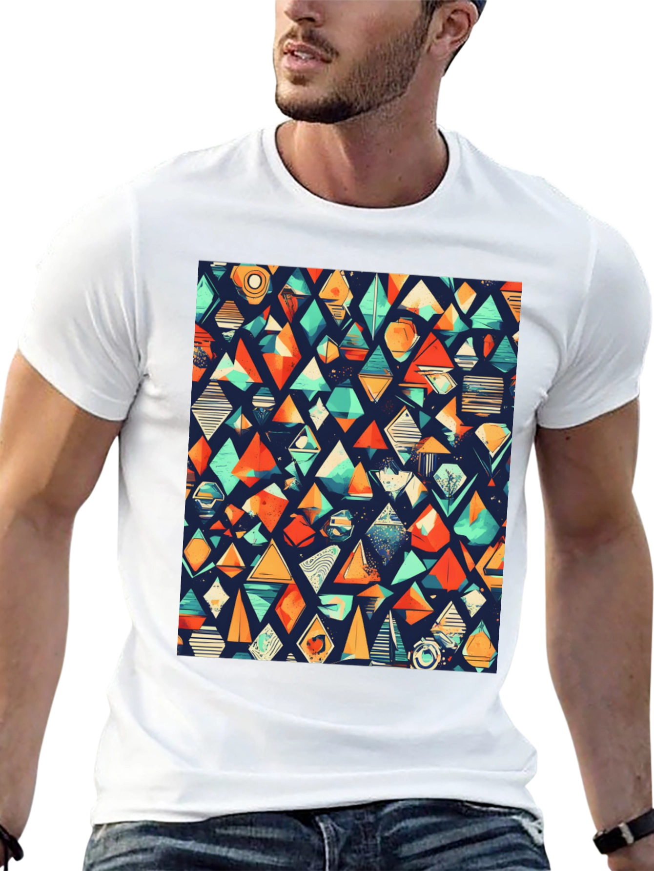 Geometric Pattern Black T-Shirt