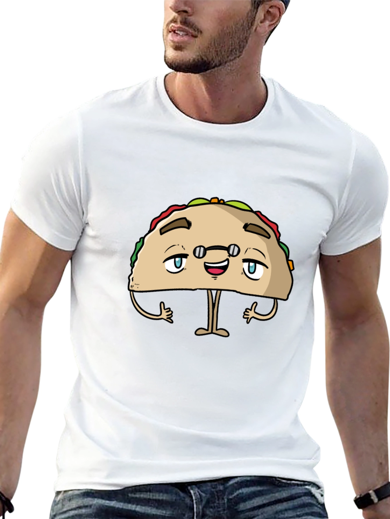 Funny Taco Character Black Graphic Tee