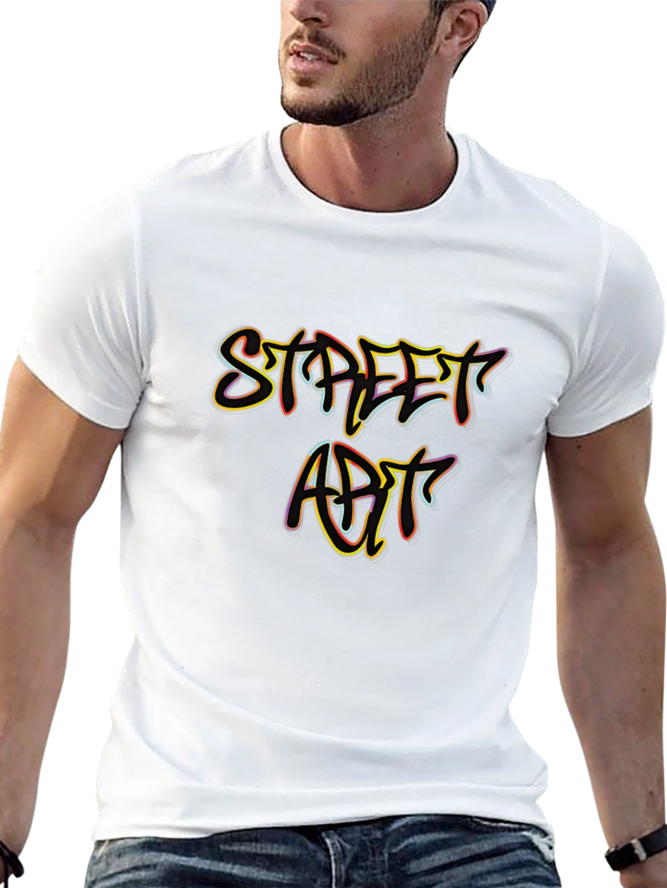Street Art Graphic Tee - Stylish Mens Black T-Shirt