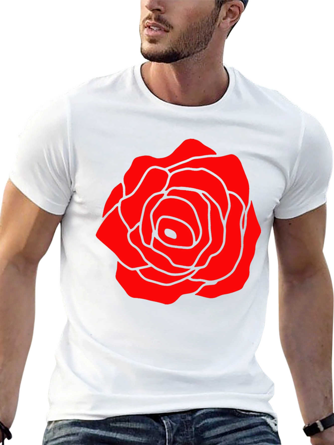 Red Rose Graphic Black T-Shirt