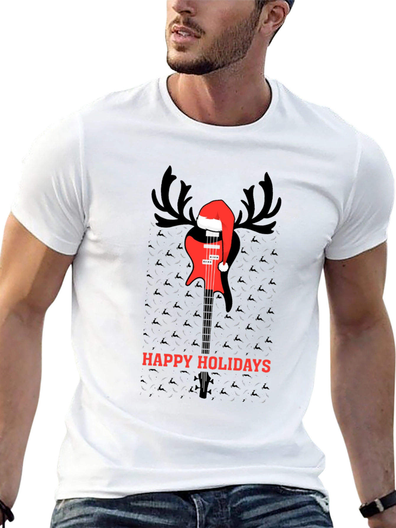 Festive Guitar Holiday T-Shirt