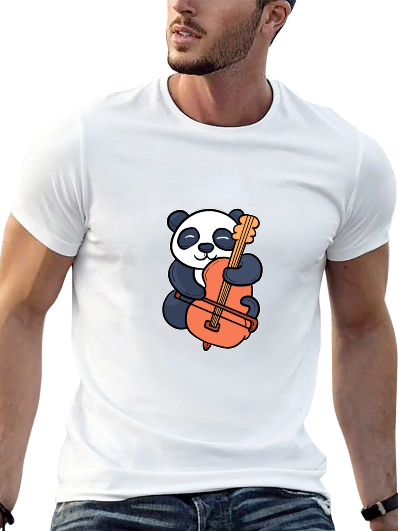 Panda Hugging Cello Graphic T-Shirt