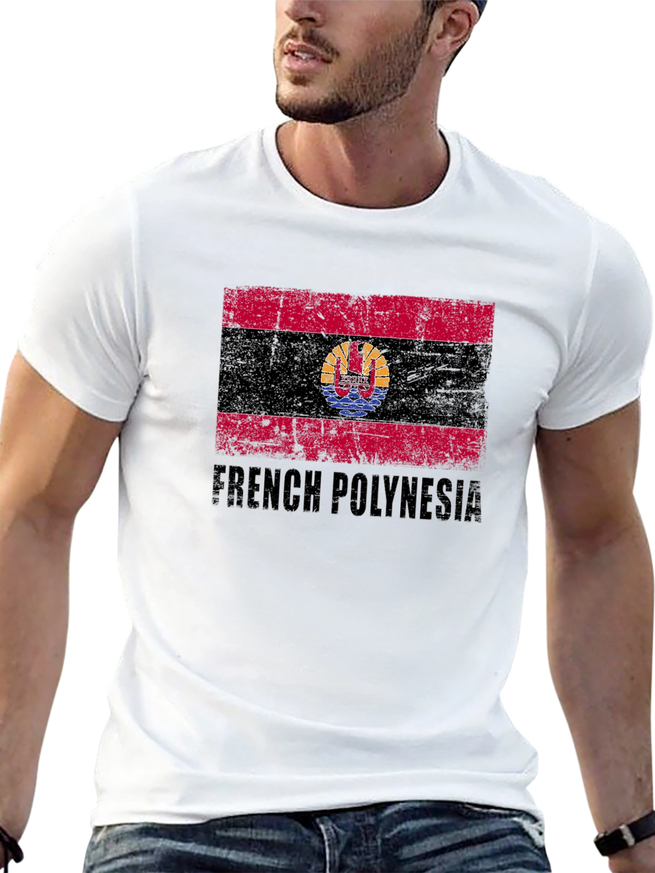 French Polynesia Flag Black T-Shirt