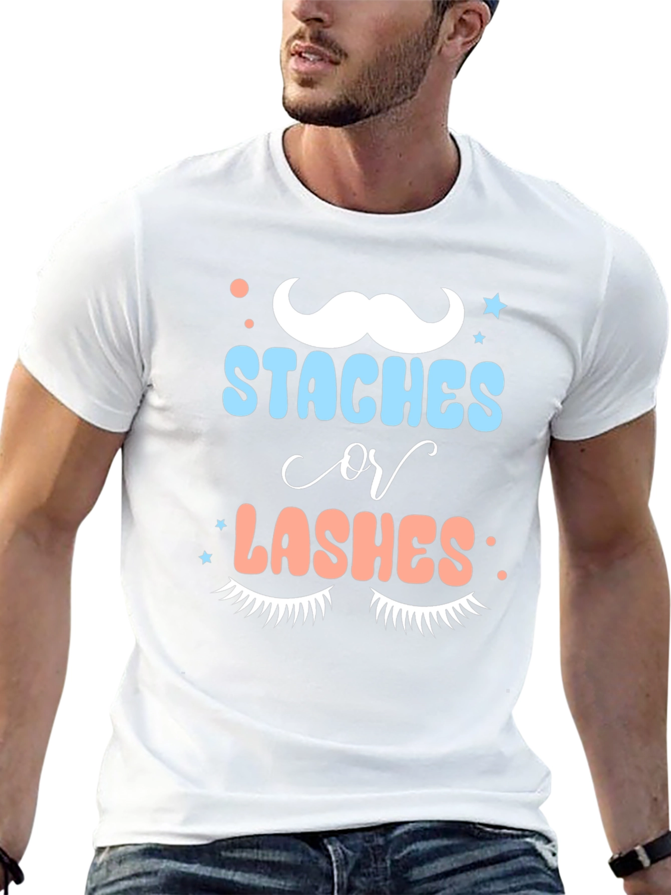 Staches or Lashes Gender Reveal Tee