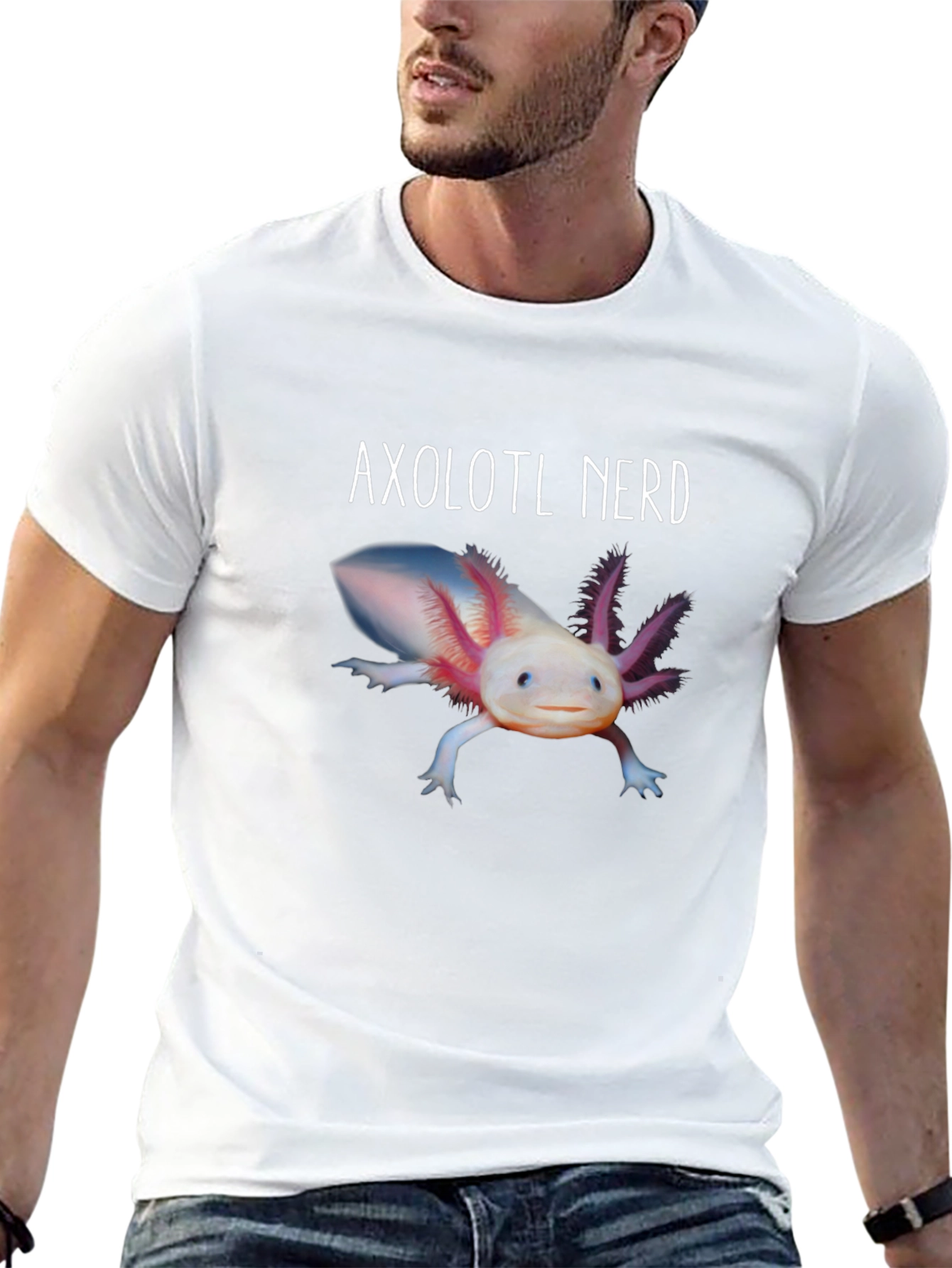 Axolotl Nerd Graphic T-Shirt - Black Cotton Tee