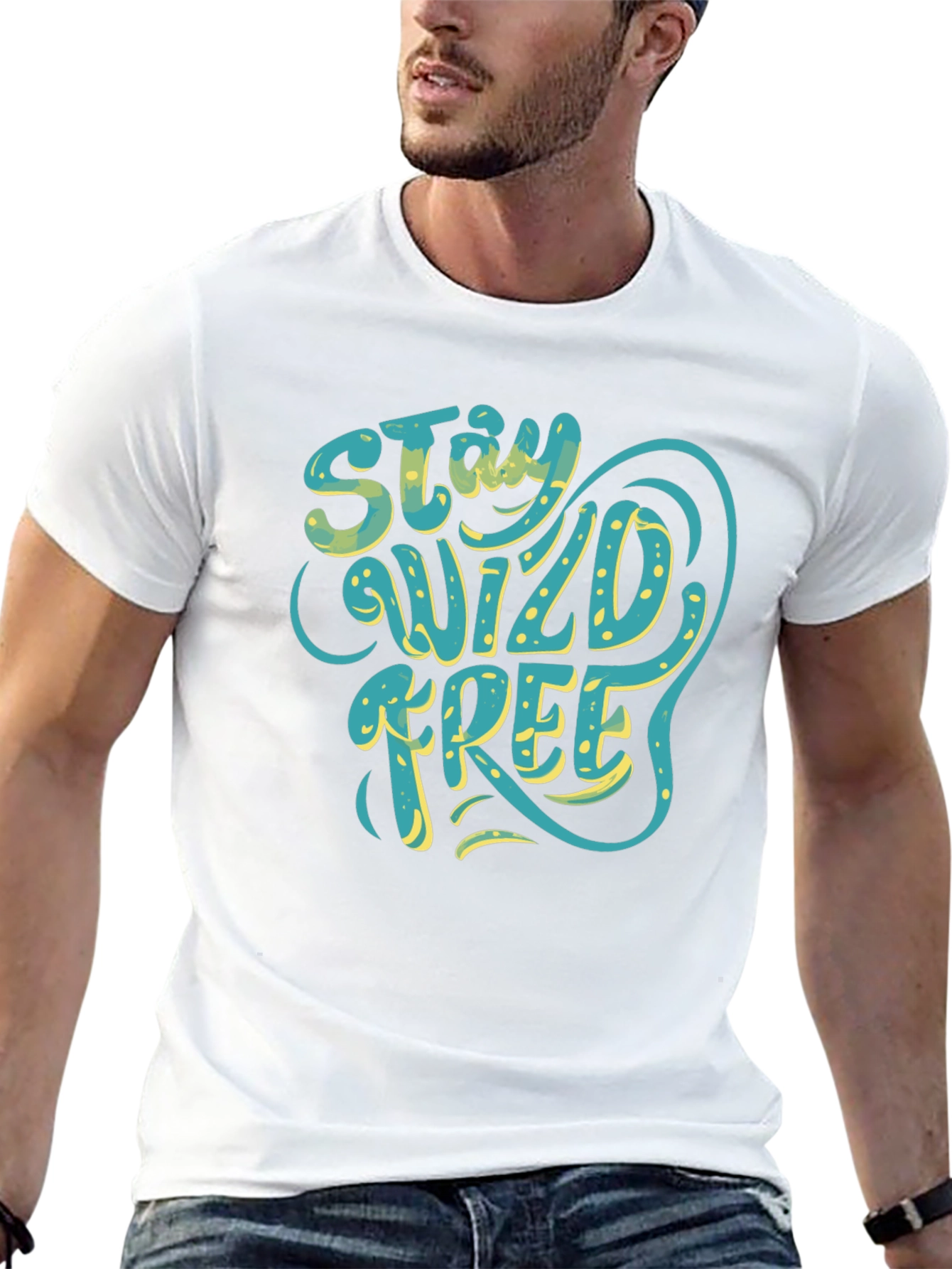 Stay Wild Free Graphic Tee - Black Cotton T-Shirt