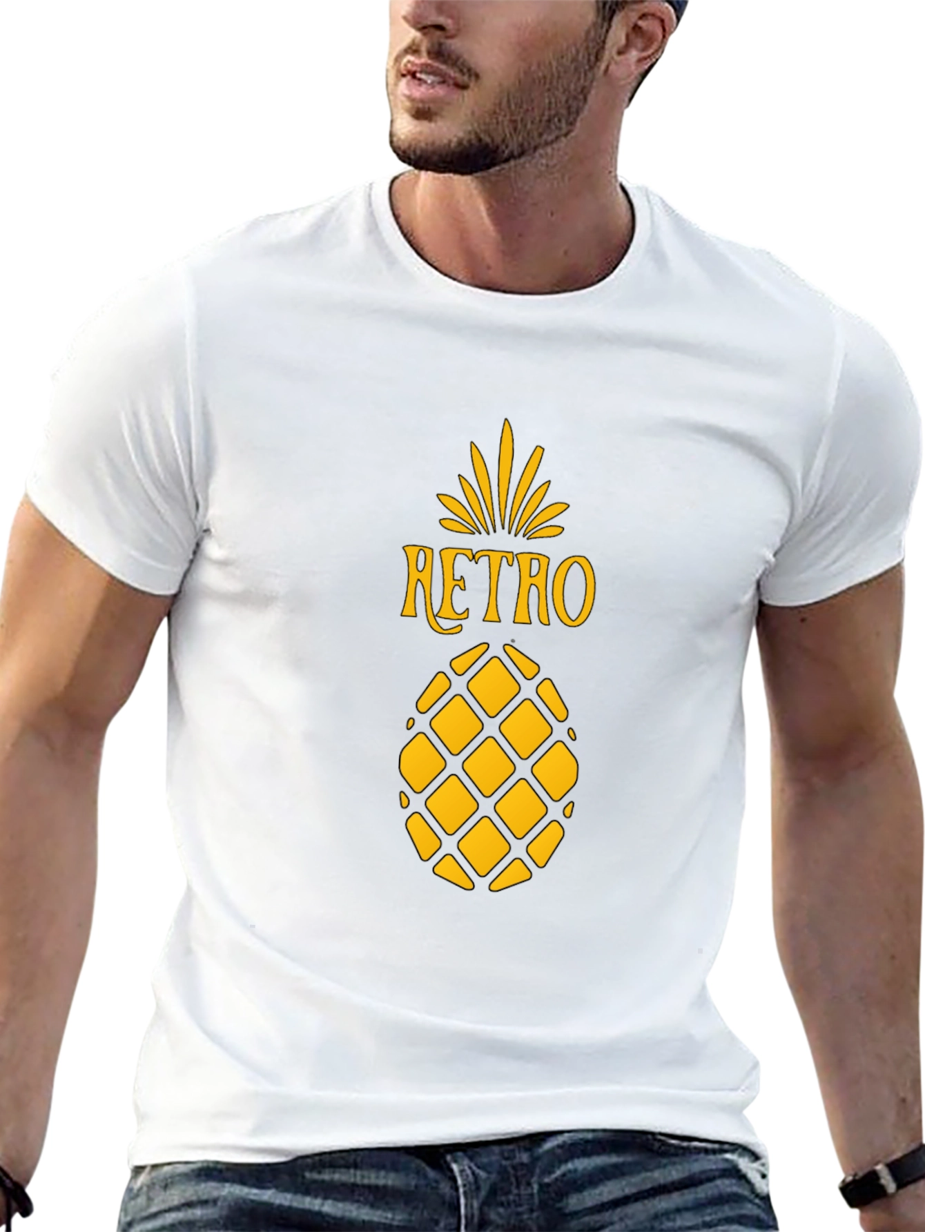 Retro Pineapple Graphic Tee - Stylish Black T-Shirt