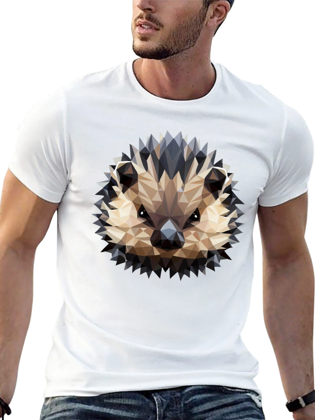 Geometric Hedgehog Graphic Black T-Shirt
