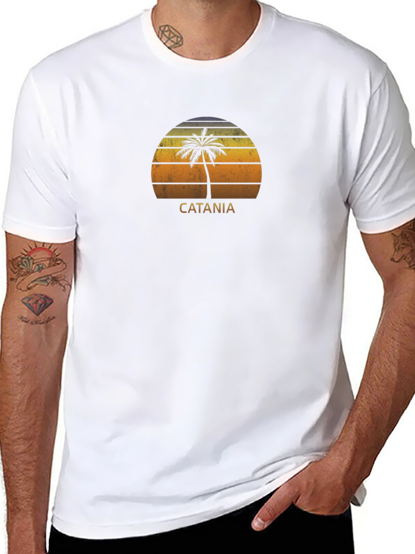 Catania Palm Tree Sunset Graphic Tee - Tropical Vibes