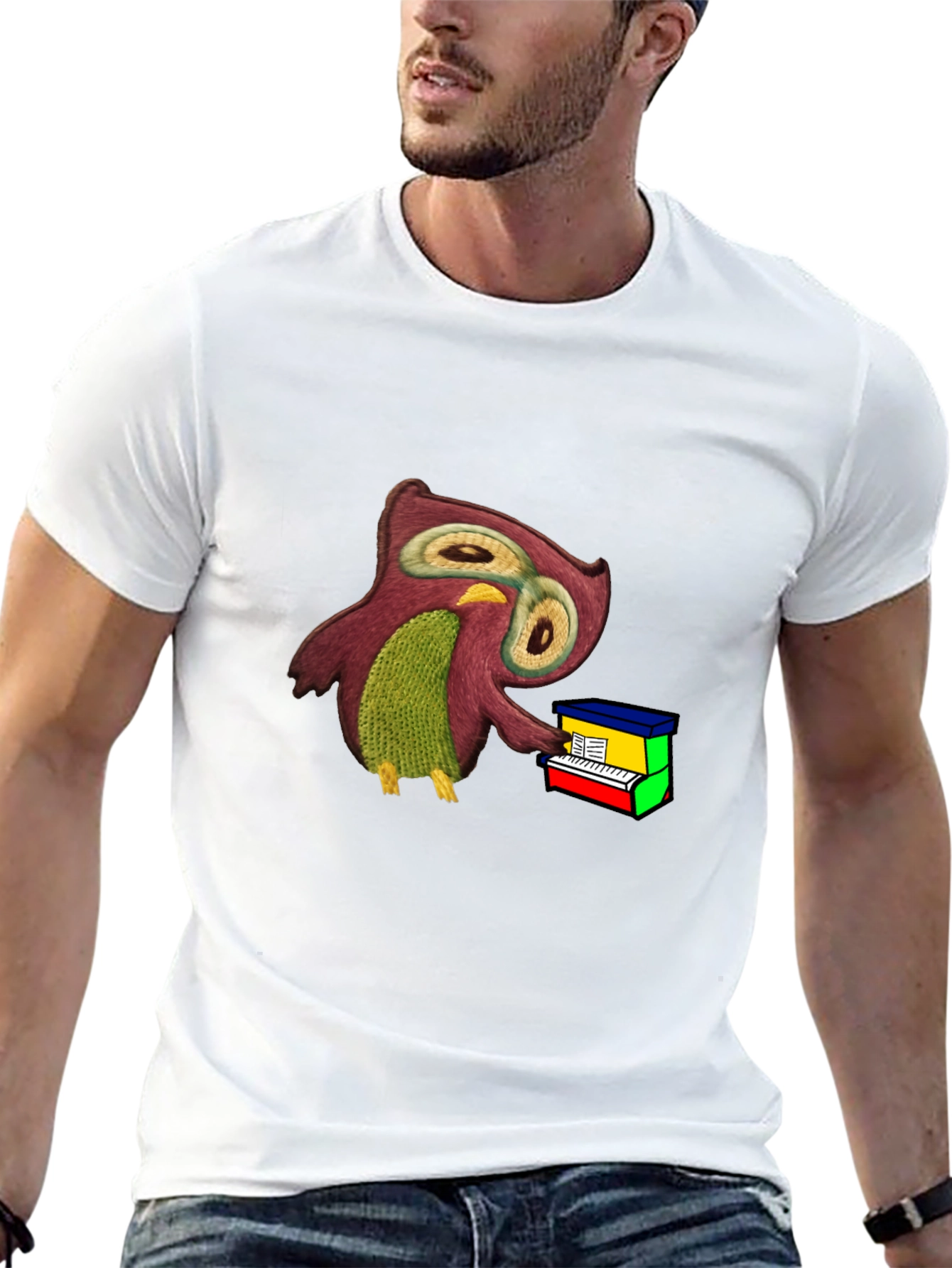 Owl Playing Piano T-Shirt - Unique Graphic Tee
