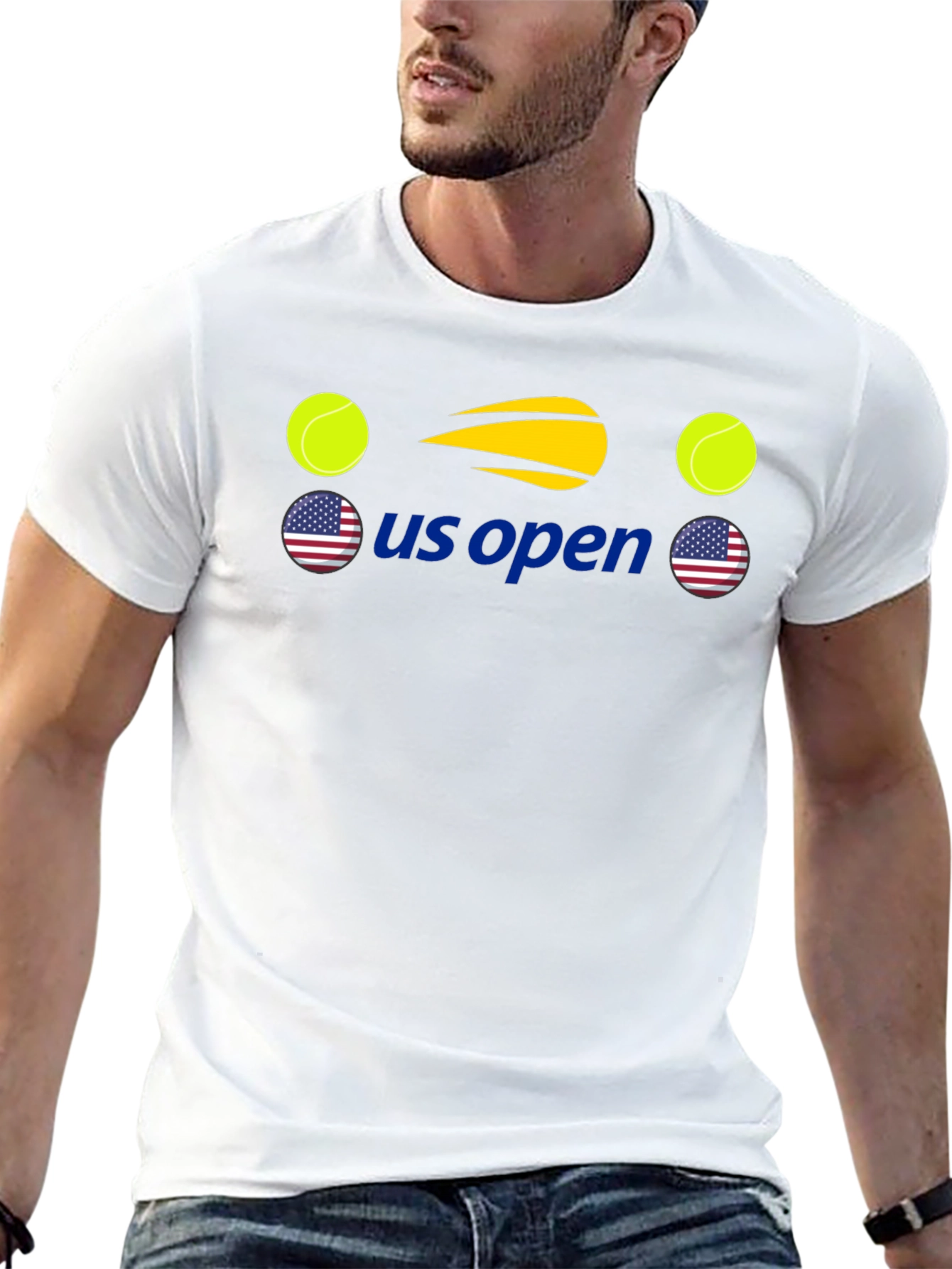 US Open Tennis Graphic Tee - Black Cotton T-Shirt